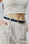100% Genuine Leather Stylish Yellow Buckle Women's Belt - 7