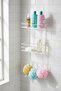 2 Tier White Hooked Bathroom Shower Shelf, Shampoo Holder, with Washcloth/Bag Hanger, Metal, Bathroom Organizer - 6