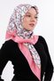 Chain Patterned Powder Pink Chiffon Satin Scarf - 100X100 cm - 4