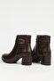 Brown Shiny Half Zipper Boots Pc-55114 - 3