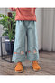 Kawaii Rabbit Embroidered Girls' Gabardine Trousers