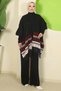 Kilim Pattern Poncho Triple Knitwear Set Black Hm2816 - 3