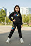 Kanguru Pocket Hooded Dawn Printed Girls' Tracksuit Set - 3
