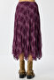 Patterned Wrinkled Effect Midi Chiffon Skirt Lns0082 Mürdüm - 7