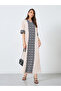 Contrast Print Maxi Jalabiya with 3/4 Sleeve