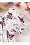 Girls Butterfly Print Puff Sleeve A-line Dress - 4