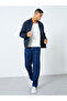 Men Dark Blue Solid Bomber Jacket - 2
