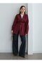 Belted Double Breasted Tunic - Burgundy - Mrs Poleen