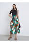Women's Geometric Print Pleated A-Line Maxi Skirt