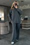 Anthracite High Neck Ribbed Knitwear Set - 4671 - 3