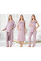 Lace-Detailed Elegant Robe, Nightgown, and Pajama 4-Piece Nursing and Maternity Set