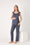 Lace-Detailed Elegant Robe, Nightgown, and Pajama 4-Piece Nursing and Maternity Set - 3