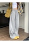 Women's Grey Baggy Sweatpants Oversized Plus Size Sportswear Loose Fit Stretchy Comfortable Fabric - 5