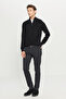 Men's Black Cotton Slim Fit Slim-Fit 5-Pocket Stretch Casual Pants - 3