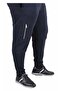 Large Size Classic Sweatpants with Vertical Zipper 25501 Navy Blue - 2