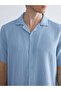 Blue Standard Fit Short Sleeve Men's Shirt - 3