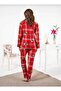 Bear Printed Front Buttoned Suede Pajama Set - 2