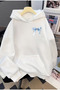 Ribbon Detail Printed Unisex Oversize Hooded Sweatshirt Hoodie