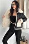 Women's Plush-Lined Leather Jacket – Plush Detail on Pockets & Contrast Collar