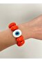 White Glass Calf Eye Evil Eye Detailed Orange Bead Bracelet - 3