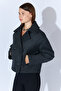 Four Button Diagonal Short Cashmere Double Breasted Coat - Anthracite - 3