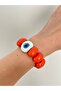 White Glass Calf Eye Evil Eye Detailed Orange Bead Bracelet - 2
