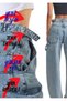 Women//New Trend//Side Buckle//Apollet//High Waist//Baggy//Jeans