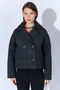 Four Button Diagonal Short Cashmere Double Breasted Coat - Anthracite