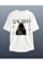 White Special Design Printed Oversize Unisex Tshirt