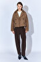 Four Button Diagonal Short Cashmere Double Breasted Coat - Brown - 2