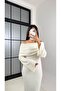 White Madonna Collar Design Long Knitwear Dress Gaus-00126 - 5
