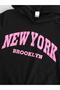 Kids New York Brooklyn Pink Printed Black Hooded 3 Thread Tracksuit Set - 5