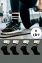 Unisex Black Half Socks Striped Tennis Socks College Set of 6