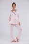 Women's Powder-Colored Nursing-Friendly Double-Breasted Maternity Pajama Set with Dressing Gown, 3-Piece Set - 2