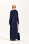 2258_Protical Zippered Hijab Prayer Dress Navy Blue Ferace - 5