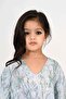 Kids Jalabiya – Blue and Grey Floral Print and Embroidery Detailing - 7