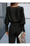 New Season Women's Long Sleeve Round Neck Buttoned Imported Crepe Blouse - 4