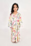 Kids Jalabiya – White Base with Pink and Blue Florals and Embroidered Neckline - 6