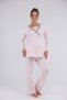 Women's Powder-Colored Nursing-Friendly Double-Breasted Maternity Pajama Set with Dressing Gown, 3-Piece Set - 6