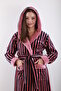100% Bamboo Women's Striped Hooded Dressing Gown / Bathrobe - 3