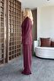 Burgundy Blouse Pants Set - 8767 - 6