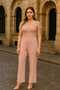 Women's Plus Size Powder, Lace Detail on Top, Back Zipper Jumpsuit 65N39152 - 6