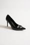 Corine Women's Black Metal Accessory Pointed Toe High Thin Heeled Shoes Stiletto (9 cm) - 2