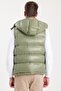 Men's standard fit regular cut sleeveless double pocket zip-up warm green puffer vest - 7