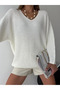 Soft Textured Oversize Knitwear Sweater V-Neck - 5