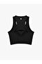 Sleeveless Crew Neck Interlock Back Window Detailed Sports Bra - 4