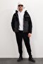 Men's regular fit classic cut Hooded zippered double pocket snap closure warm black coat - 4