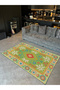 Mosso Green Themed Floral and Motif Patterned Woven Base Modern Decorative Carpet Mosso331Green - 3