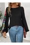 Women's Long Sleeve Boat Neck Ruched Diver Blouse - 3