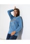Ribbon Stone Detailed Washable Long Sleeve Crew Neck Stylish Comfortable Casual Women's Blue Knitwear Sweater - 3